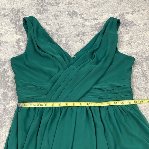 New Dessy Collection Sleeveless Draped Chiffon Maxi Dress With Slit Hunter Green - Picture 10 of 11